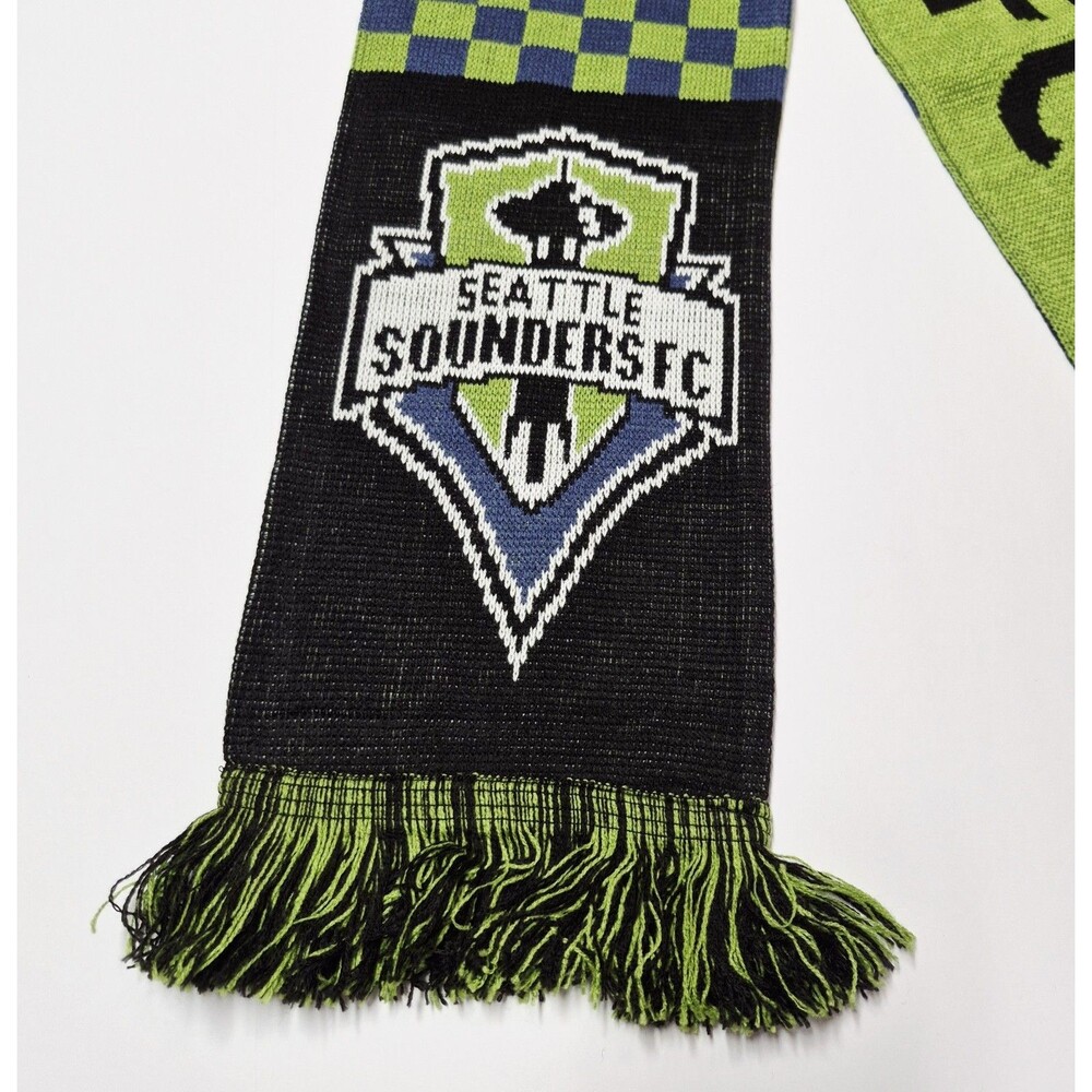 NWT Seattle Sounders FC Ruffneck Scarf MLS Checkered Skyline Green Black Soccer - Picture 3 of 10